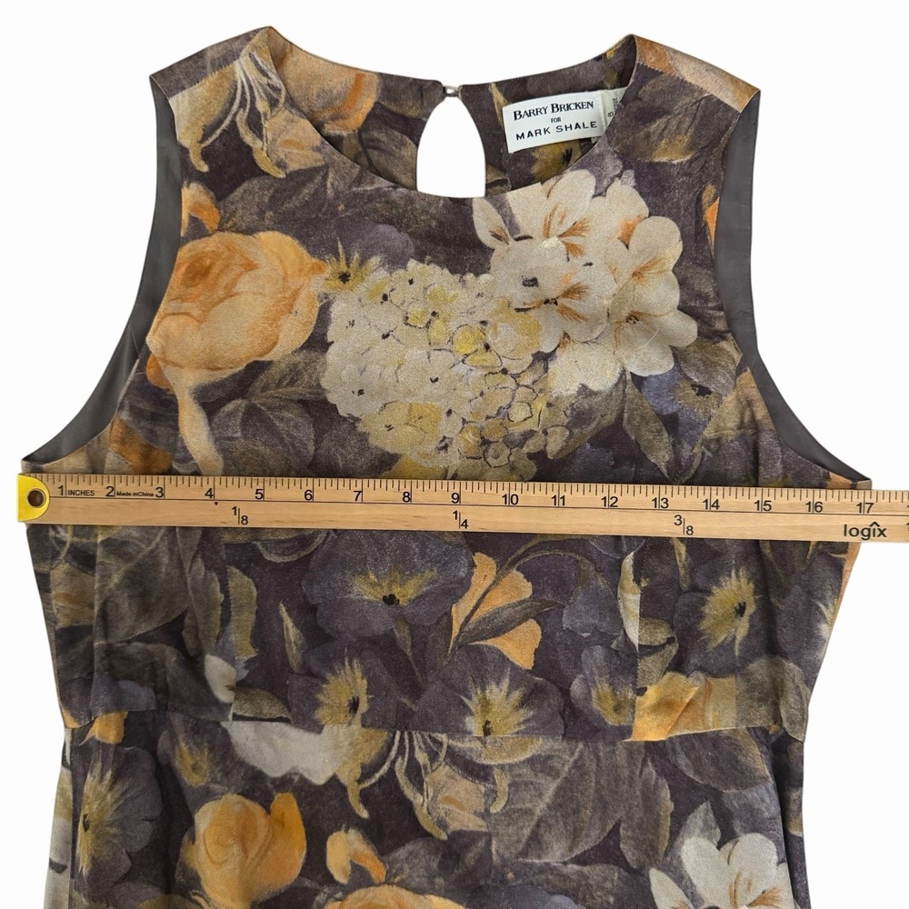 Vintage Barry Bricken for Mark Shale Floral Maxi Dress Sz 8 Dark Romantic Luxury - Picture 8 of 11
